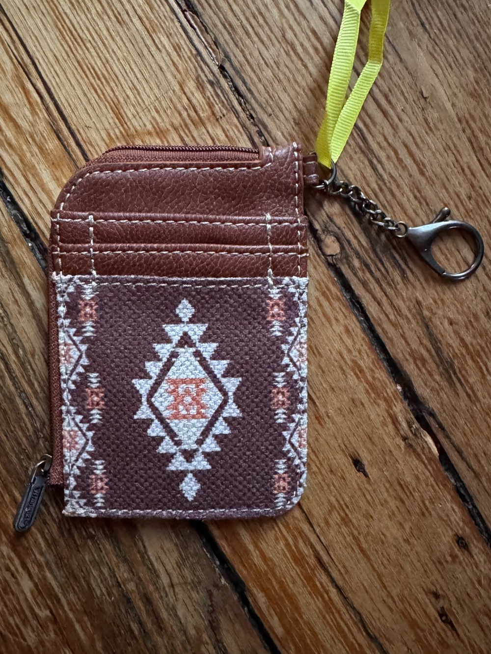 Wrangler brown western wallet/card holder keychain NWT